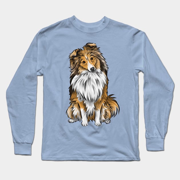 Cute Shetland Sheepdog | Sable | Herding Dog Long Sleeve T-Shirt by Shirin Illustration